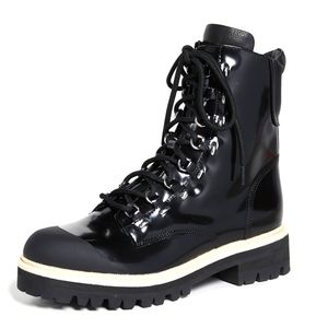 NIB SIGERSON MORRISON Irene Black Patent Lace Up Round Toe Combat Boots sz 41